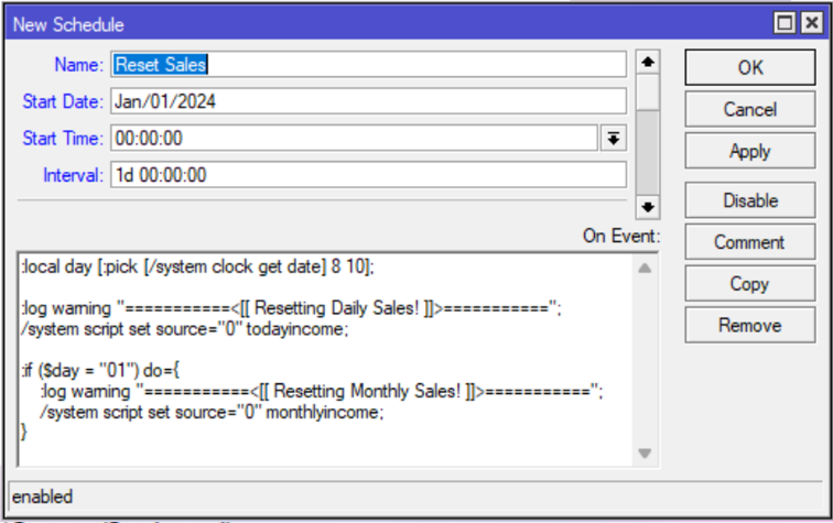 Creating New Sales Reset Scheduler
