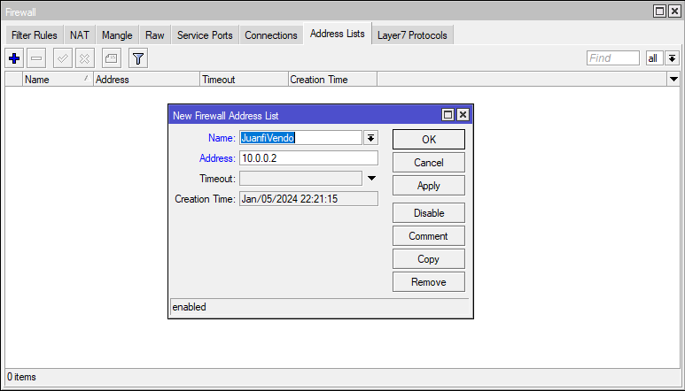 Vendo Address List Configuration